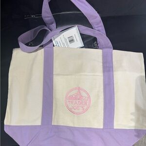Lavender & Natural Canvas Tote Bag from traders joes . Large Tote